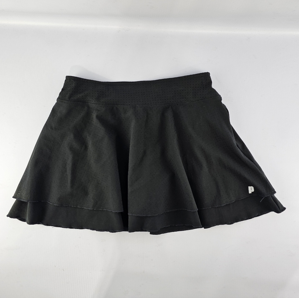 Prince Perforated Double Layer Flowy Skort Black Small